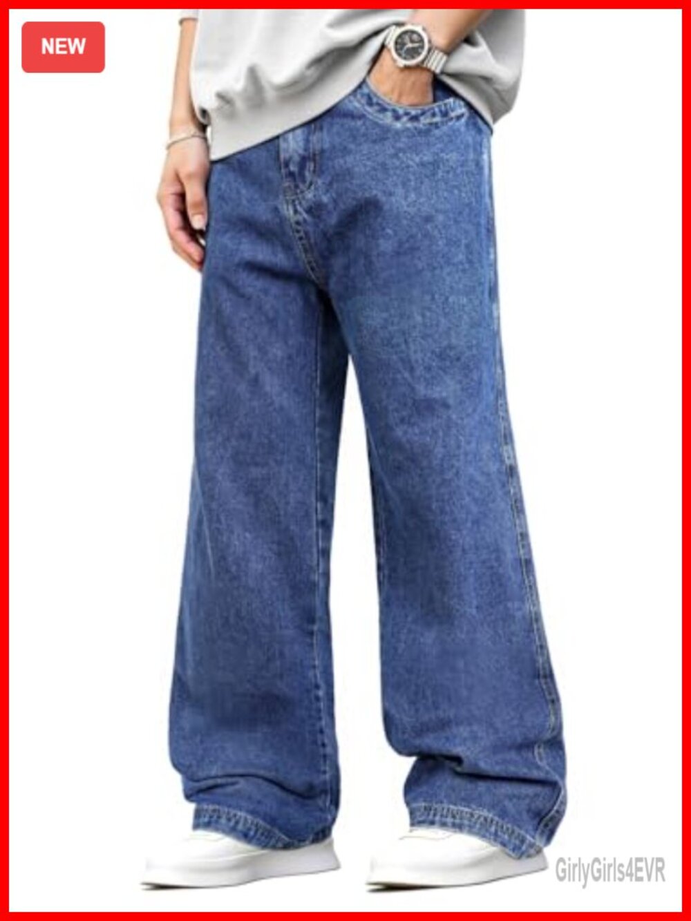 Men's Baggy Barrel Jeans Wide Leg Y2K Streetwear Denim Pants